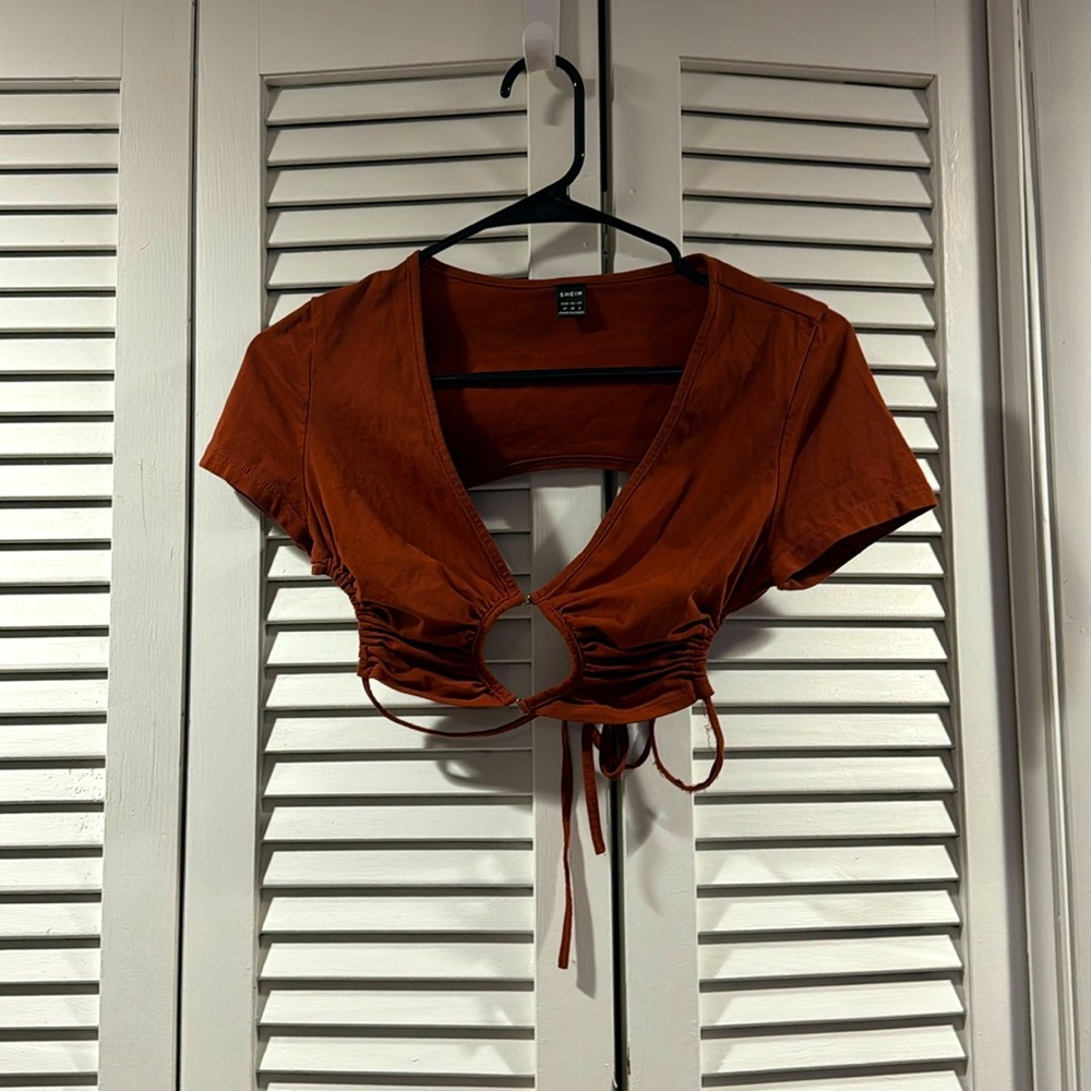 Burnt Orange Cut-Out Crop Top